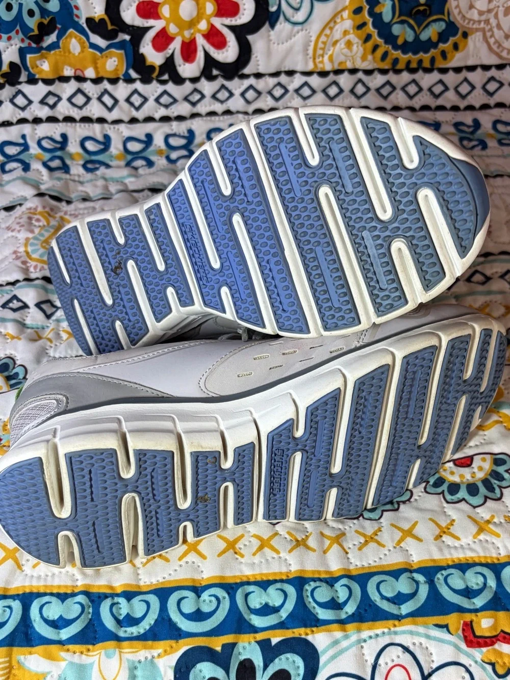 Skechers Light Gray and Pale Green Women's Sneakers